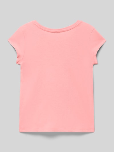 Produktfoto, dziecięcy t-shirt z bawełny o kroju regular fit GAP, okrągły dekolt, długość tyłu w rozmiarze 116: 41 cm, kolor jasnoróżowy