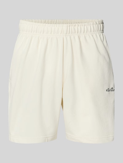 Produktfoto, Shorts mit Logo-Stitching Modell 'ZANICA' von Ellesse aus Baumwoll-Mix in Weiß, Relaxed-Fit, elastischer Bund, seitliche Eingrifftaschen, Gesäßtasche, geeignet für Herren.