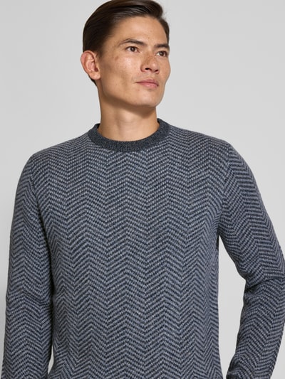 Profuomo Wollen pullover met ronde hals Marineblauw - 3