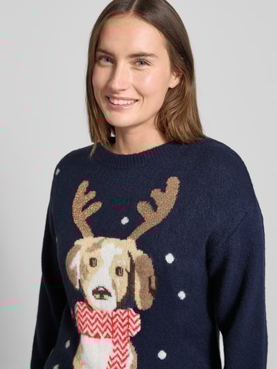 Christian Berg Woman Weihnachtspullover mit gerippten Abschlüssen Marine 3