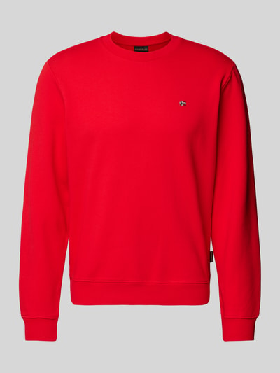 Napapijri Sweatshirt met labelstitching, model 'balis' Rood - 2