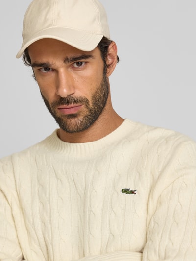 Lacoste Sweter z dzianiny o kroju regular fit z czystej wełny Złamany biały 3