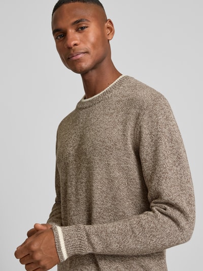 Scotch & Soda Regular Fit Strickpullover mit Label-Patch Hellbraun Melange 3