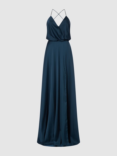 Unique Abendkleid mit Gehschlitz Petrol 1