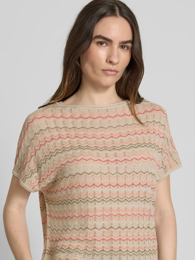 s.Oliver BLACK LABEL Loose Fit Stricktop aus Viskose-Mix mit Zackenmuster Sand 3