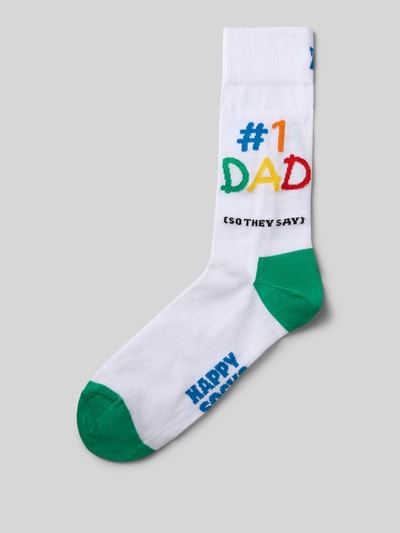 Produktfoto, Socken mit Label-Print von Happy Socks, mieszanka bawełny, dopasowany krój, prążkowane wykończenie, nadruk z logo
