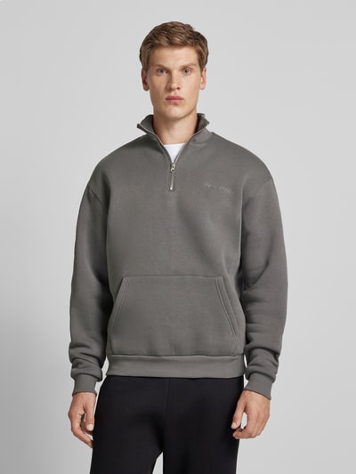 REVIEW Essentials sweatshirt met halve rits Donkergrijs - 4