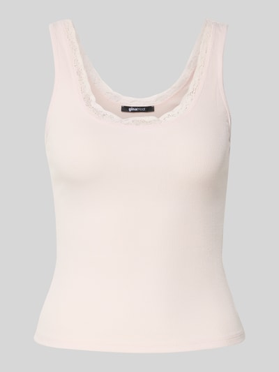 Gina Tricot Trägertop in Ripp-Optik mit Spitzenbesatz Hellrosa 2