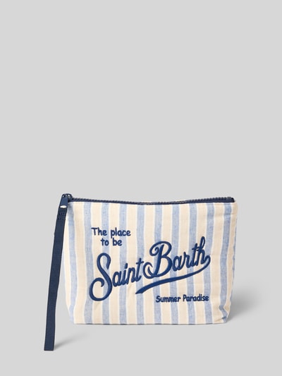 Produktfoto, Tasche mit Logo-Stitching Modell 'Aline' von MC2 Saint Barth in Blau-Weiß, Hauptfach mit Reißverschluss, reine Baumwolle, Breite 19 cm, Länge 16 cm, Tiefe 8 cm