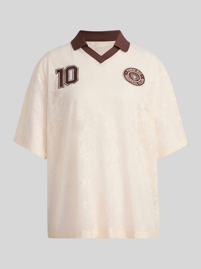 adidas Sportswear Loose Fit Sport-Trikot aus semi-transparenter Spitze mit Patches Offwhite 2