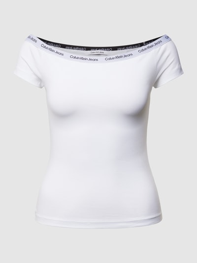 Calvin Klein Jeans T-Shirt mit elastischem U-Boot-Ausschnitt Weiss 2