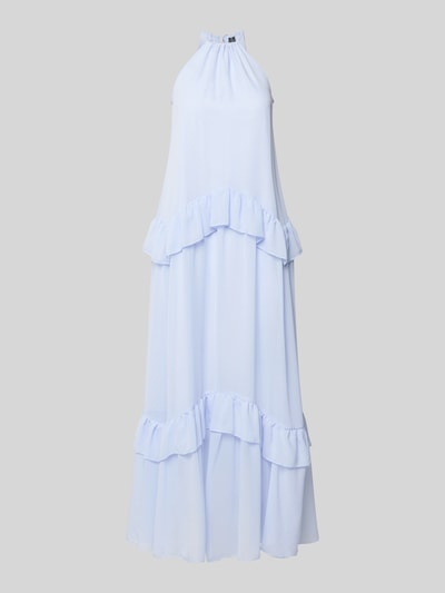 Produktfoto, A-Linie Cocktailkleid mit Unterkleid Modell 'MACKENZIE' von Vero Moda in hellblauem Mesh, unifarben, mit Volants, Midi-Länge
