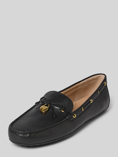 Lauren Ralph Lauren Loafers van leer met labeldetail, model 'WYLIE' Zwart - 1