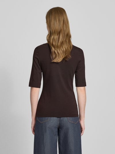 OPUS T-shirt z okrągłym dekoltem i rękawami o dł. 1/2 Czekoladowy 5