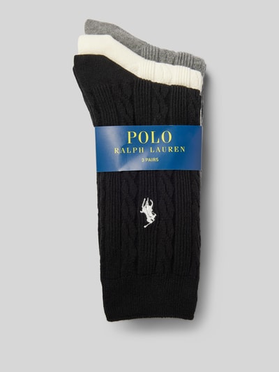 Polo Ralph Lauren Skarpety ze ściegiem warkoczowym w zestawie 3 szt. Czarny 3