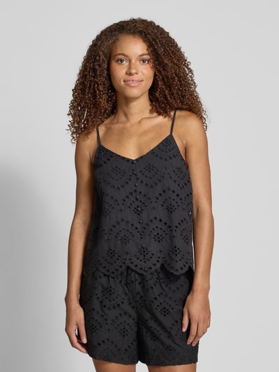 Pieces Top bluzkowy o kroju relaxed fit z czystej bawełny model ‘VILDE’ Czarny 4