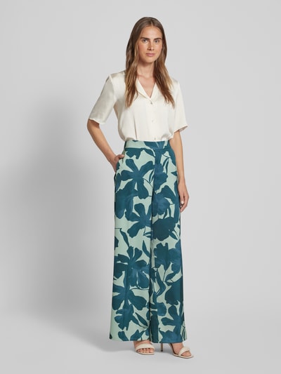 V by Vera Mont Wide leg stoffen broek met all-over print Donkergroen - 1