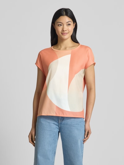 OPUS T-Shirt mit geripptem Rundhalsausschnitt Modell 'Saloma' Orange 4