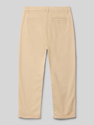 Produktfoto, helle beige Straight Fit Stoffhose mit Eingrifftaschen Modell 'Piccolo' von Mango, elastischer Baumwoll-Mix, Rückansicht