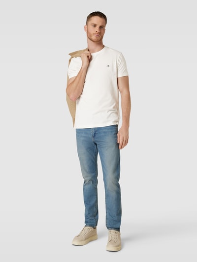 Gant T-shirt met labelstitching Offwhite - 1