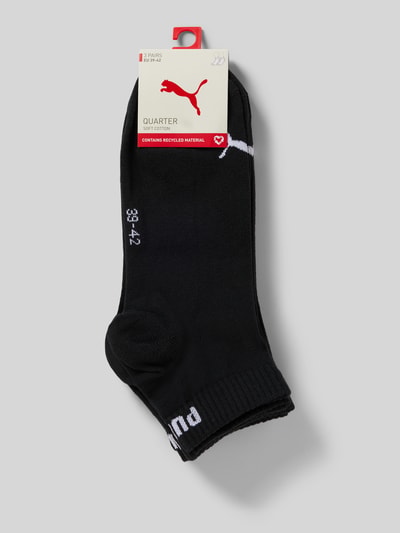 Produktfoto, Sneakersocken mit Logo im 3er-Pack van PUMA, zwarte katoenmix met stretch, nauwsluitende pasvorm, heren, set van 3, logoprint