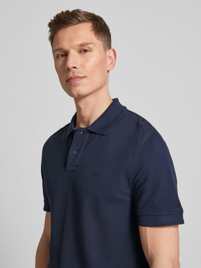 BOSS Orange Slim Fit Poloshirt mit kurzer Knopfleiste Modell 'Prime' Marine 3