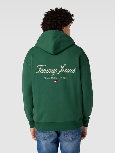 Tommy Jeans Sweatjack met labelstitching, model 'LUXE' Donkergroen - 5