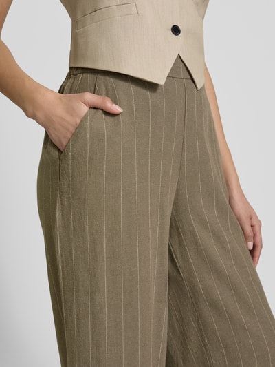 Vero Moda Regular fit culotte met krijtstreep, model 'MINDY' Olijfgroen - 3