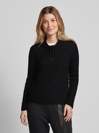 monari Gebreide pullover met tunnelkoord Zwart - 4