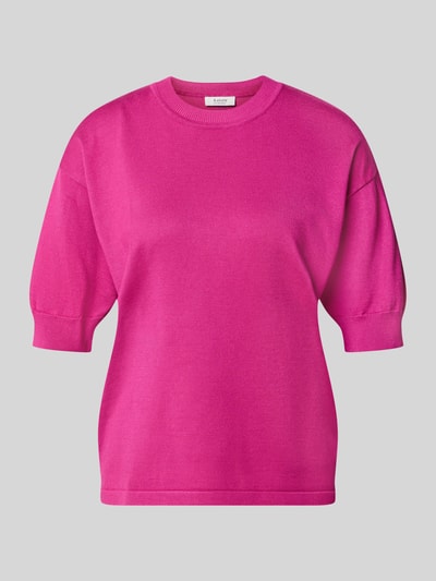 Produktfoto, Relaxed Fit T-Shirt aus Viskose-Mix von b.young in kräftigem Pink, Rundhalsausschnitt, gerippte Ärmelabschlüsse, glatte Textur