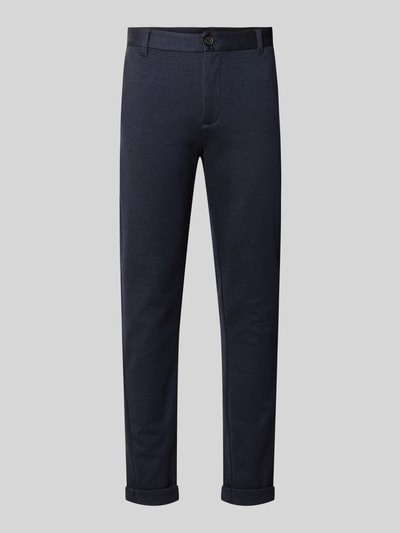 Lindbergh Slim fit stoffen broek met omgeslagen broekspijpen Donkerblauw - 2