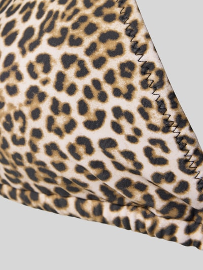 Produktfoto, Bikini-Oberteil mit Allover-Animal-Print von Jake*s Casual, Elastischer-Material-Mix, braune und schwarze Muster, Detailaufnahme
