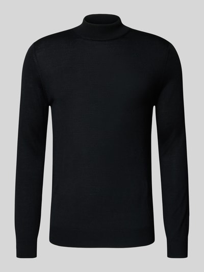 Christian Berg Men Gebreide pullover van een mix van merinowol met opstaande kraag Zwart - 2