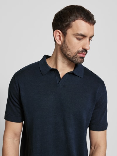 SELECTED HOMME Poloshirt met V-hals, model 'MATTIS' Donkerblauw - 3