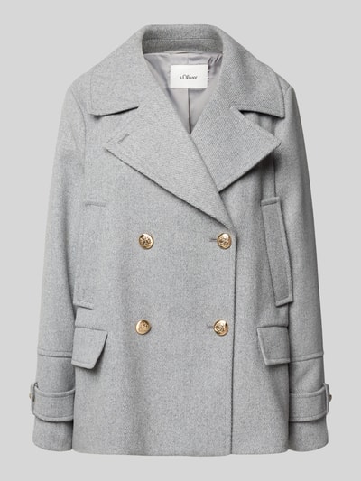 s.Oliver RED LABEL Regular Fit Wolljacke mit doppelreihige Knopfleiste Hellgrau Melange 2