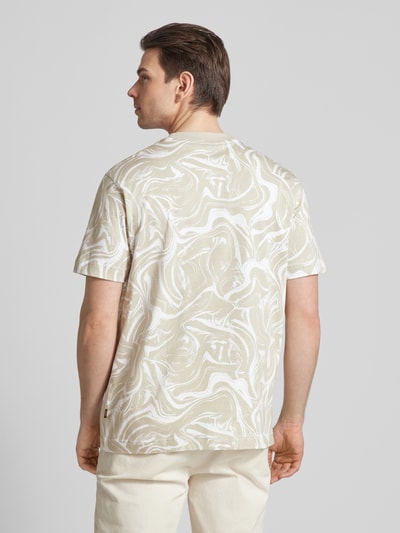 BOSS Orange T-shirt met all-over print, model 'Ocean' Beige - 5