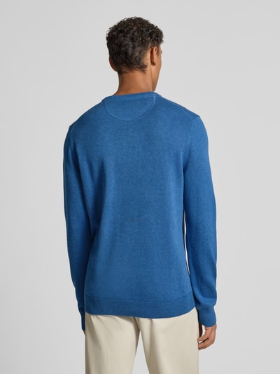 Christian Berg Men Gebreide pullover met ribboorden Jeansblauw gemêleerd - 5