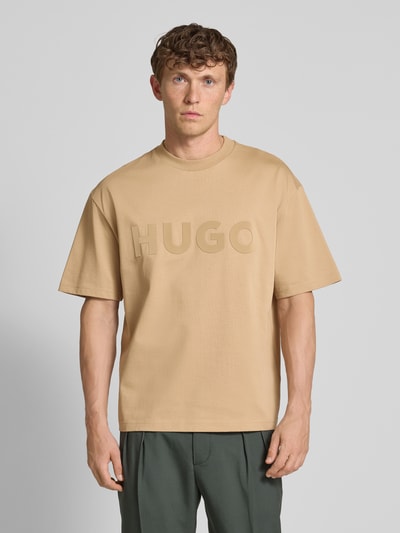 HUGO T-Shirt mit Label-Print Modell 'Dinkee' Beige 4