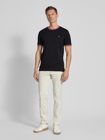 Christian Berg Men T-shirt met ribboorden Zwart - 1