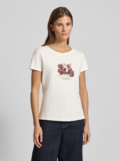 Zero T-shirt z obszyciem z kamieni stras Złamany biały 4