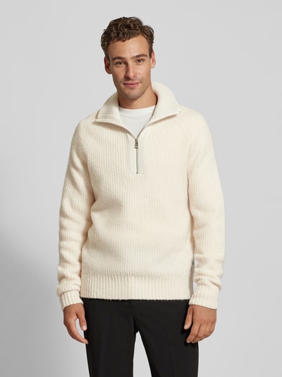 BOSS Strickpullover mit Label-Detail Modell 'Ebrezzo' Offwhite 4