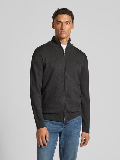 Tom Tailor Regular fit gebreid jack van puur katoen Antraciet - 4