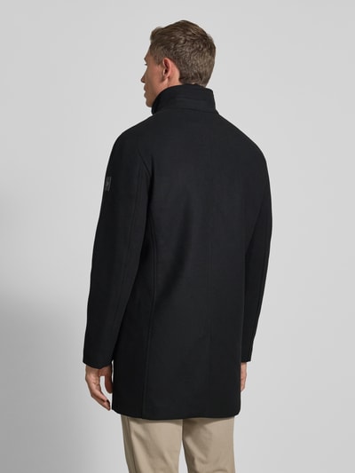 Tom Tailor Regular fit lange wollen jas met opstaande kraag Zwart - 5