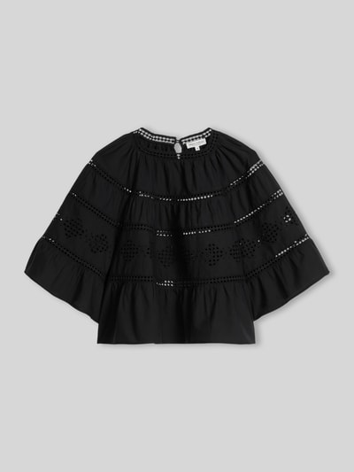 Marc O'Polo Relaxed Fit Bluse aus reiner Baumwolle mit Lochstickerei Black 2