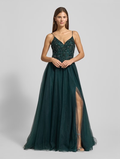 Luxuar Sukienka wieczorowa z dekoltem w kształcie serca Ciemnozielony 4