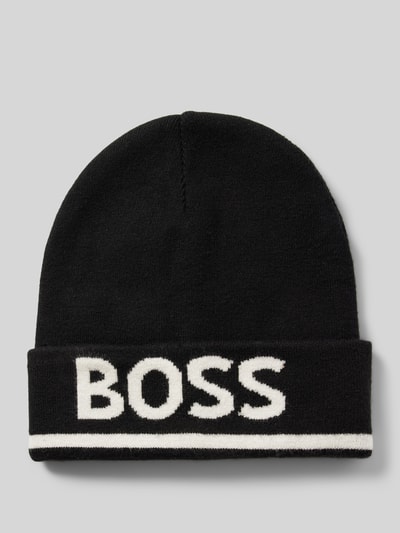 Boss Mütze aus Viskose-Mix mit Label-Stitching Black 1