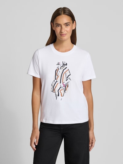 COMMA Regular Fit T-Shirt mit Motiv-Print Offwhite 4