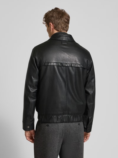 Scotch & Soda Regular Fit Lederjacke aus echtem Schafsleder mit Umlegekragen Black 5