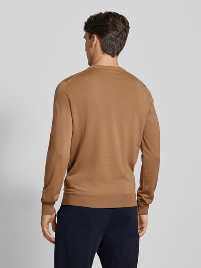 Lacoste Gebreide pullover van zuivere wol met logopatch Beige - 5