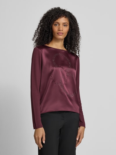 monari Relaxed fit shirt met lange mouwen en strass-steentjes Bordeaux - 4